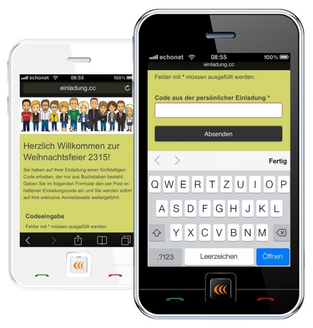 PostCodes bei invite.life mit dem Smartphone eintippen... © echonet communication GmbH
