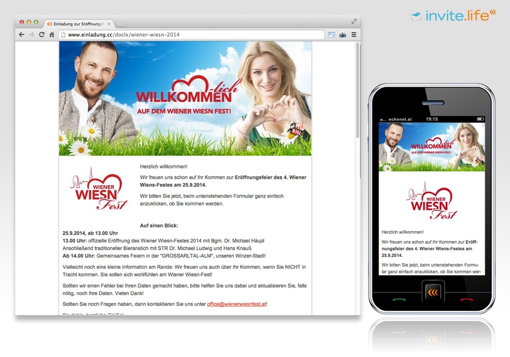 Anmelde-Webseite: Wiener Wiesn 2014 © Auftraggeber & Fotocredits lt. Einladung