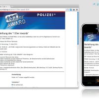Anmelde-Webseite: 133er-Award der Wiener Polizei 2014 © Auftraggeber & Fotocredits lt. Einladung