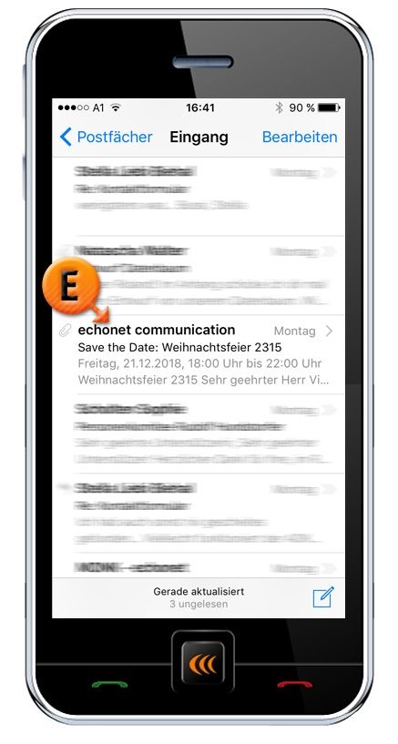 Darstellung: Save the Date-Mail am iPhone5 - Übersichtsseite © echonet communication GmbH